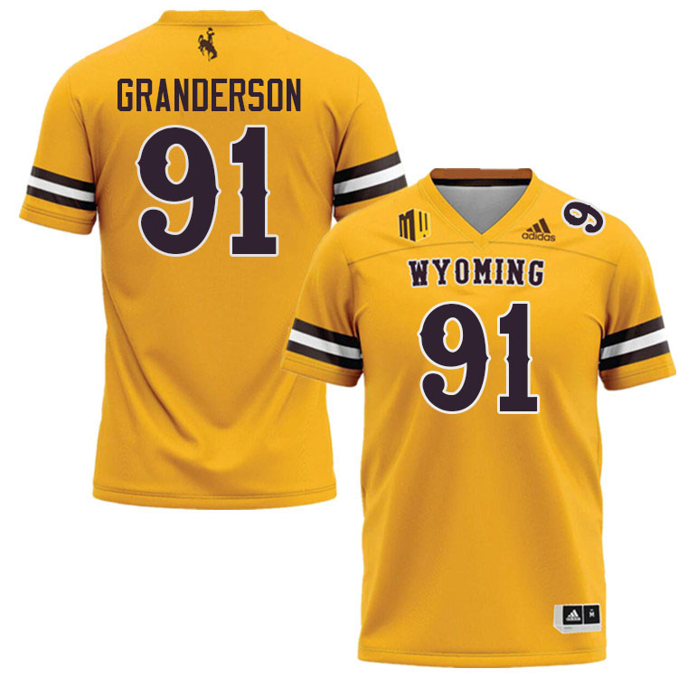 #91 Carl Granderson Wyoming Cowboys Jersey College Football Uniforms,Gears,Jerseys-Gold